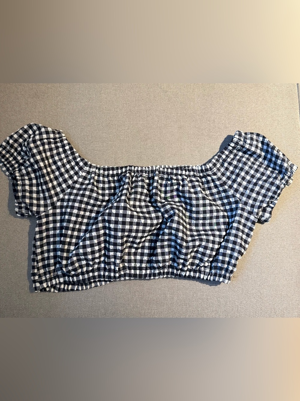 Wilfred Black & White Gingham Cropped Off-Shoulder Top